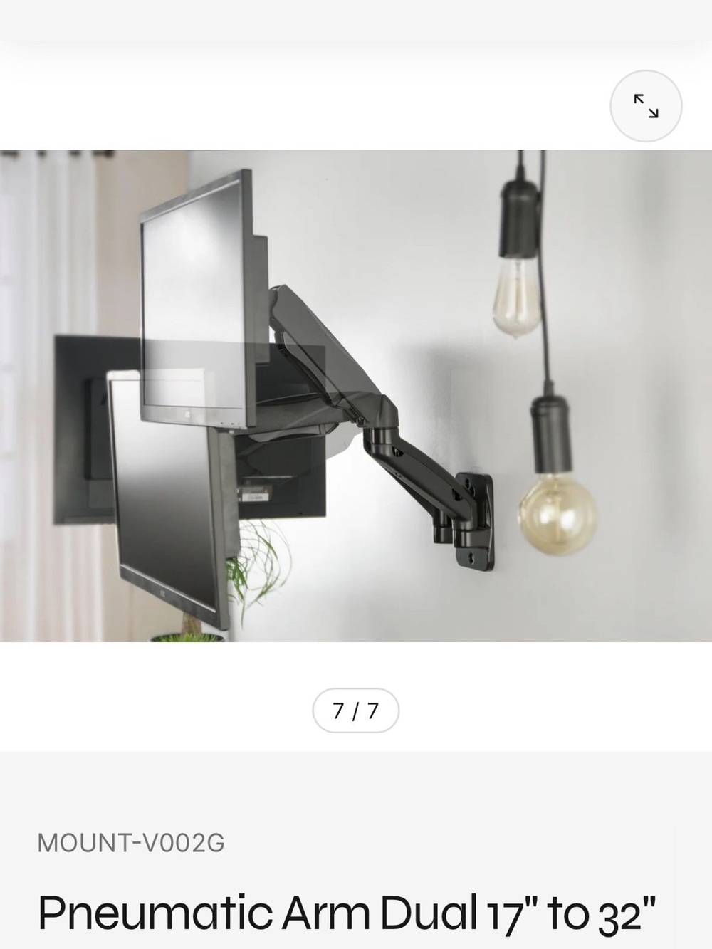 Vivo Dual Monitor Wall Mount Arm in Black